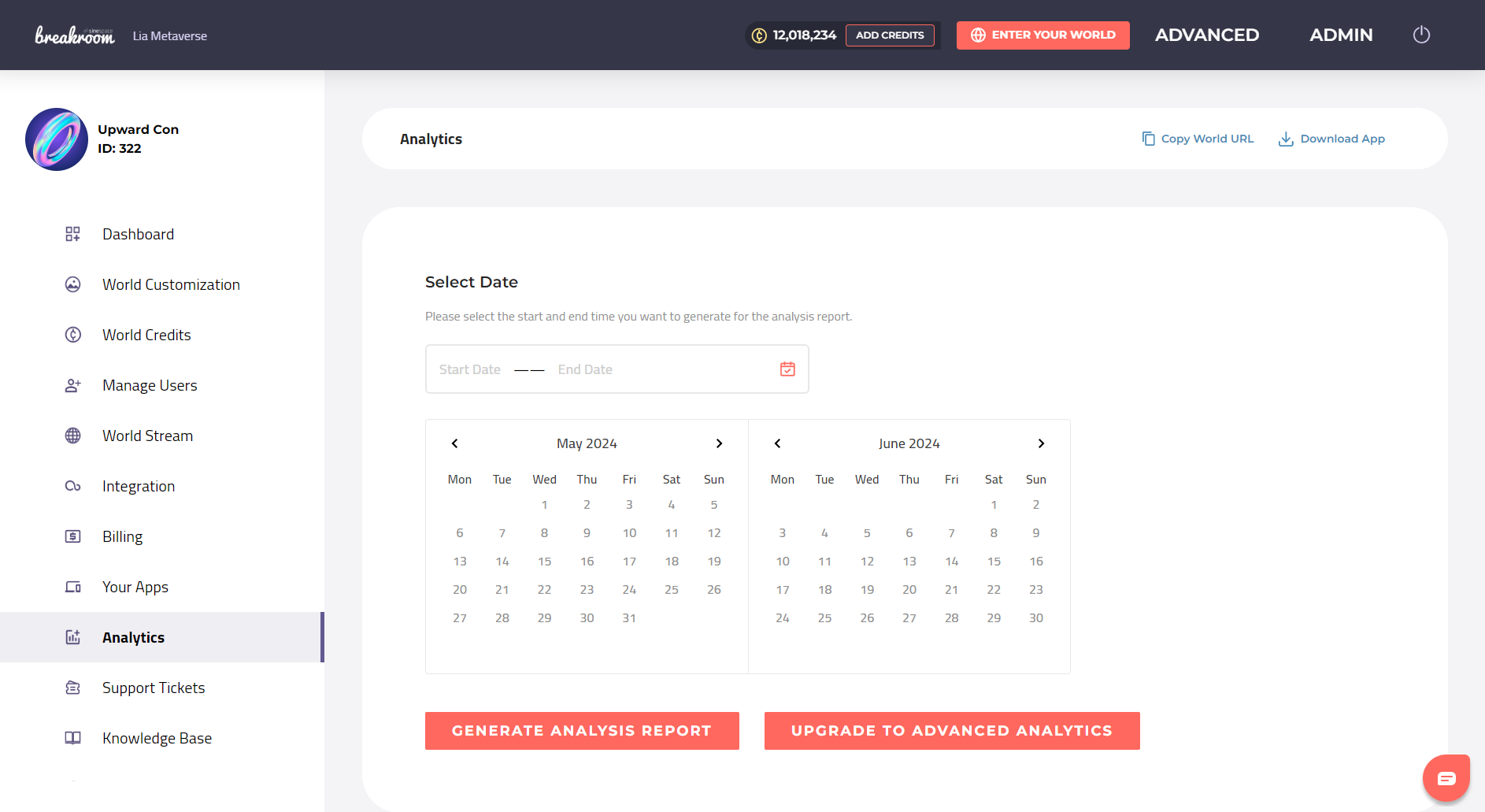 لقطة شاشة لعلامة تبويب Dashboard Analytics.